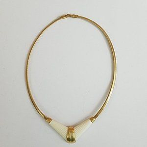 Gold Tone and White Necklace